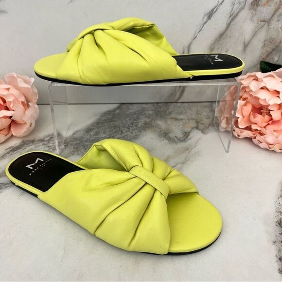 MARC FISHER Olita Slide Sandal In Yellow Leather Size 7.5 NEW - Picture 4 of 17
